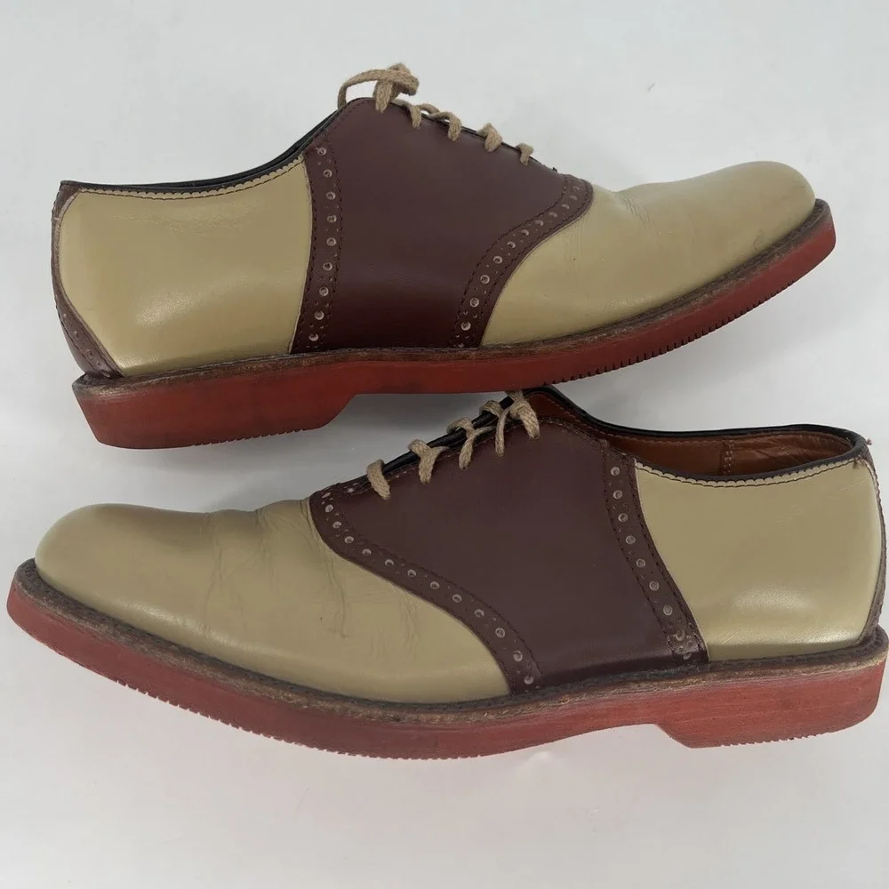 Cole Haan Saddle Shoes Mens 8.5 D/B Two Tone Brick Sole Buck Vintage Oxford USA